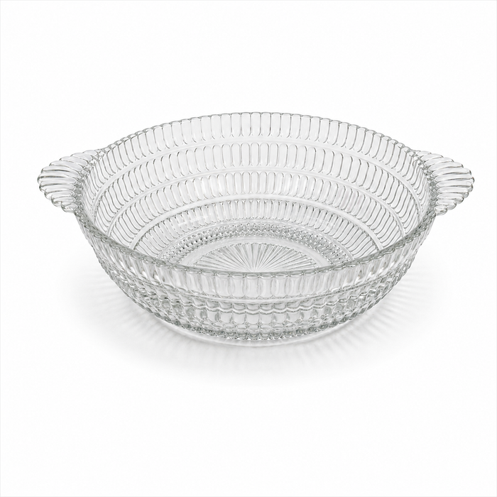 Vintage Hazel Atlas Beehive Clear Glass Serving Bowl with Handles
