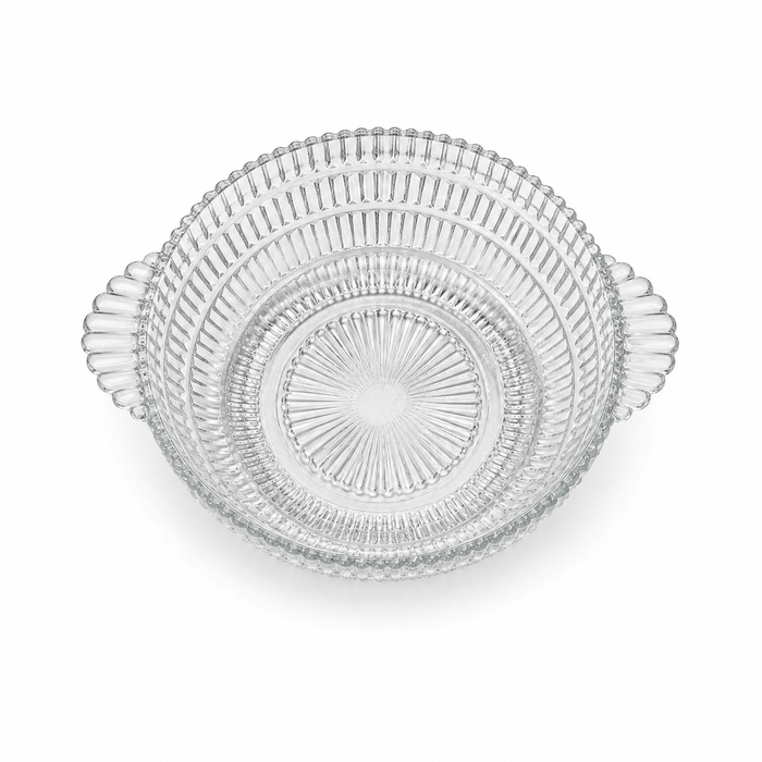 Vintage Hazel Atlas Beehive Clear Glass Serving Bowl with Handles