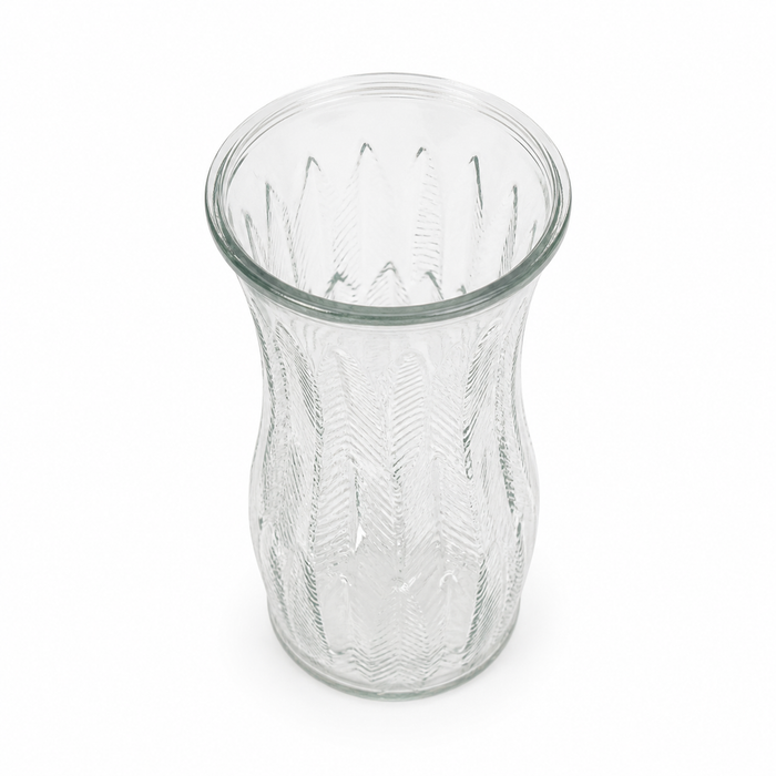 1960s EO Brody Feather Ribbed Clear Glass Vase #c972 - Crafted in USA