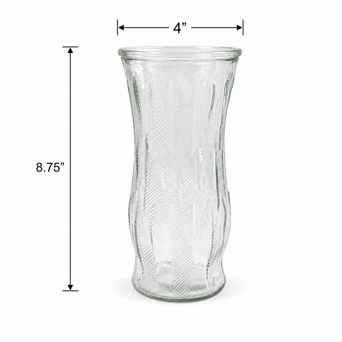 1960s EO Brody Feather Ribbed Clear Glass Vase #c972