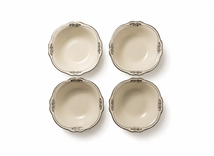 1960s Homer Laughlin Silver Rose Patrician Dessert Bowl - Set of 4
