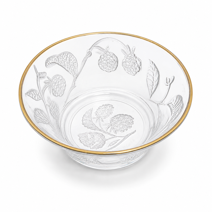 1970s Arcopal Glass Berry Bowl with Gold Trim - Made in France