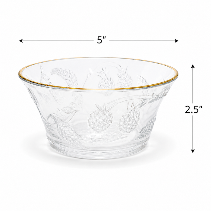 1970s Arcopal Glass Berry Bowl with Gold Trim - Made in France