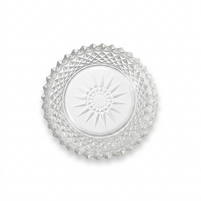 1970s Arcoroc France Diamant Sunburst Glass Serving Bowl 7.75"