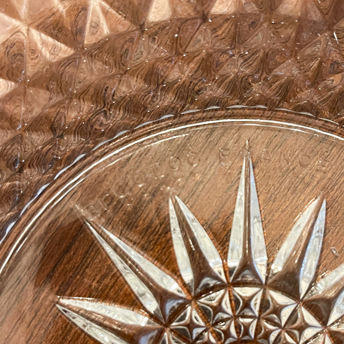 1970s Arcoroc France Diamant Sunburst Glass Serving Bowl 7.75"