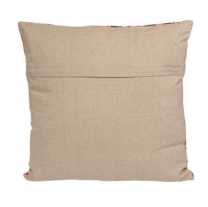20" Square Cotton Velvet Printed Pillow with Chambray Back