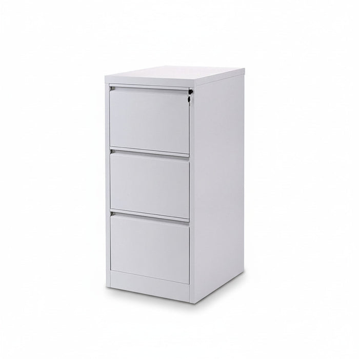 3-drawer vertical filing cabinet by SOHO II IFLORENCE, light gray, front view