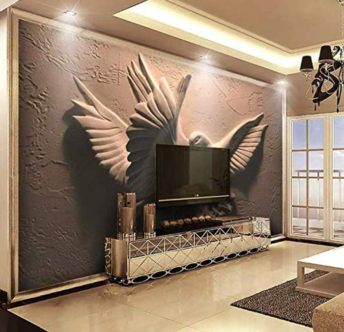 3D Embossed Sculpture Wallpaper Cement Pigeon Wall Mural Minimalist Home Decor - EK CHIC HOME