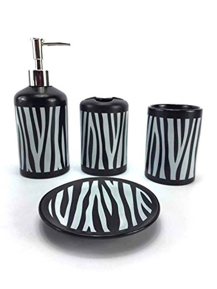 4 Piece Ceramic Bath Accessory Set - EK CHIC HOME