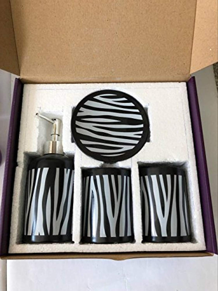 4 Piece Ceramic Bath Accessory Set - EK CHIC HOME