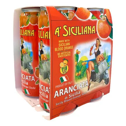 A’ SICILIANA (Aranciata Rossa) Sicilian Blood Orange Soda - 330ml (11.15fl. oz)- 24/Pack