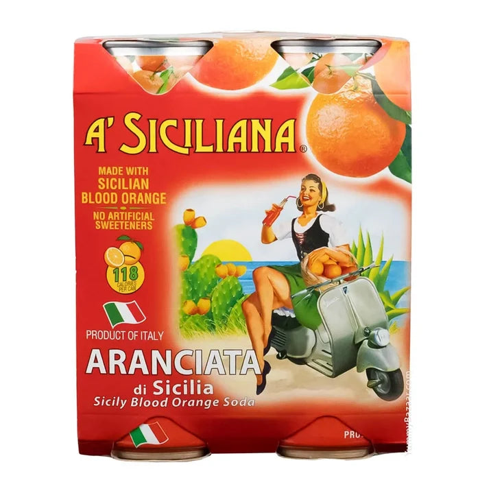 A’ SICILIANA (Aranciata Rossa) Sicilian Blood Orange Soda - 330ml (11.15fl. oz)- 24/Pack