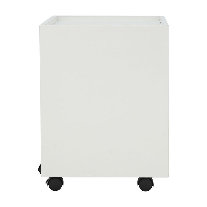 ALFA mobile pedestal back panel in white with caster wheels