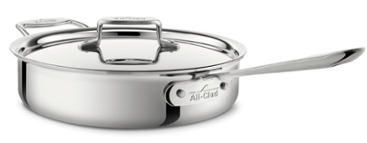 All-Clad, D3 Stainless 3-ply Bonded Cookware, Saute Pan with lid, 3 quart