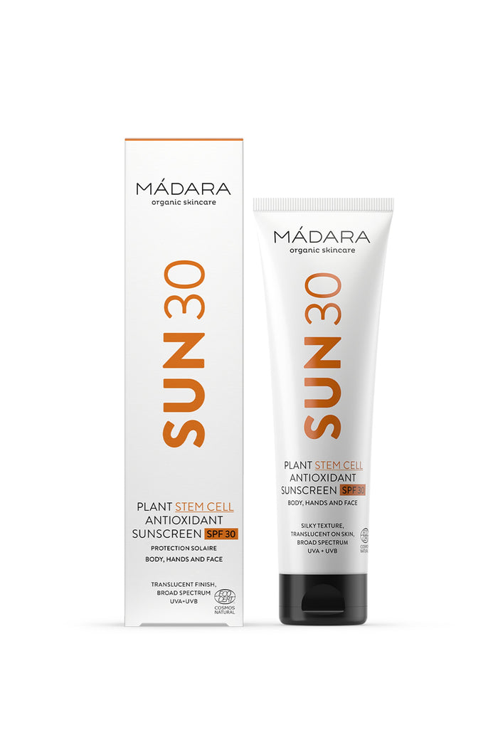 shop antioxidant body & face sunscreen SPF 30 by Mádara at thegreenlabels