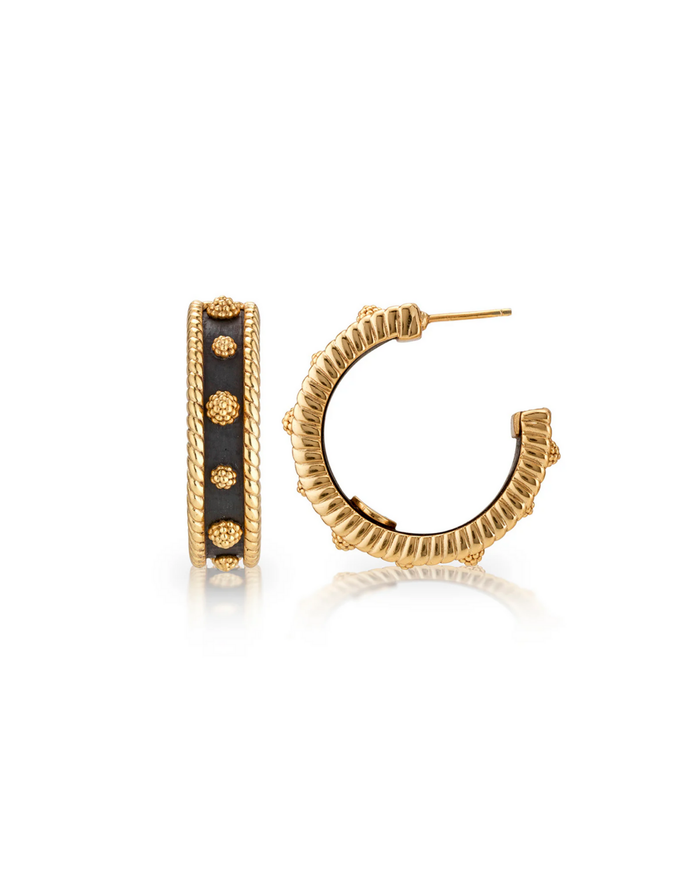 Berry Medium Hoop Earrings, Ebony