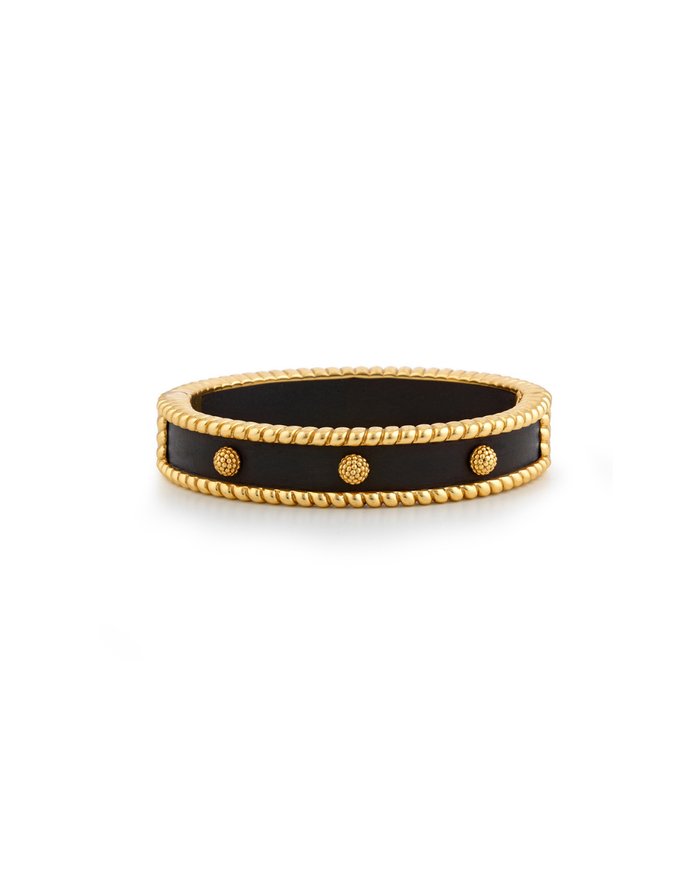 Berry Small Hinged Bangle, Ebony