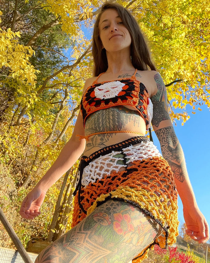 Candy Corn Mesh Skirt