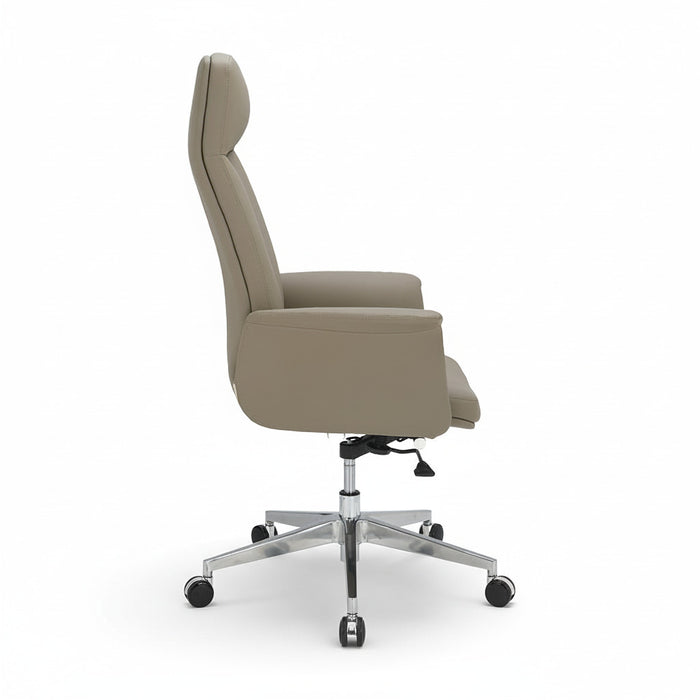 CHELLA executive chair, beige, side view with headrest and swivel base