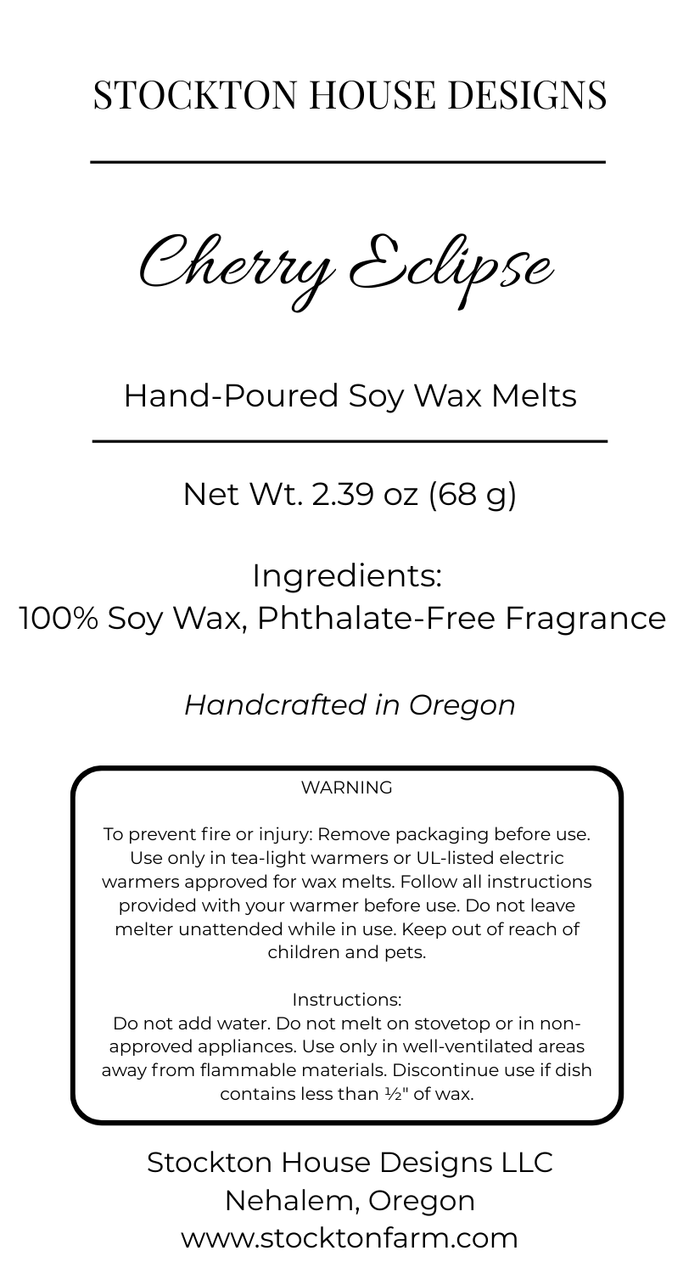 Cherry Eclipse Soy Wax Melts - Raspberry, Vanilla & Sandalwood