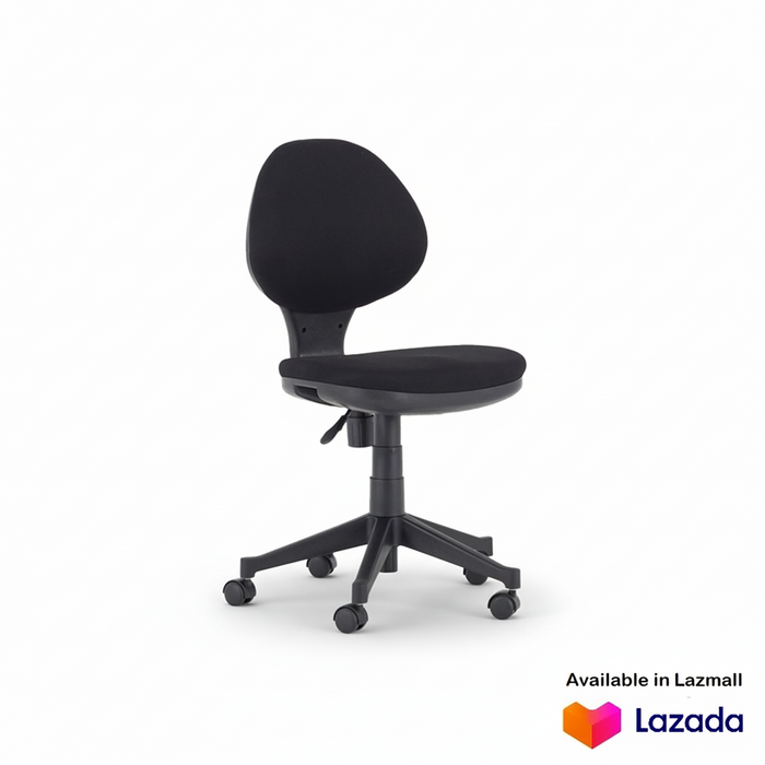 ENZO office chair with padded black seat and rounded backrest, 5-wheel caster base