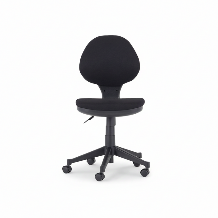 ENZO office chair with black cushioned seat and rounded backrest, 5-star caster base