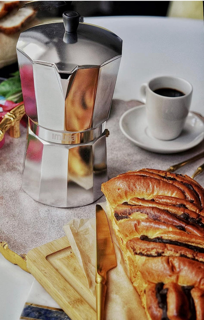Espresso Moka Stovetop Coffeemaker 3-Cup, Silver / Aluminum IMUSA-USA