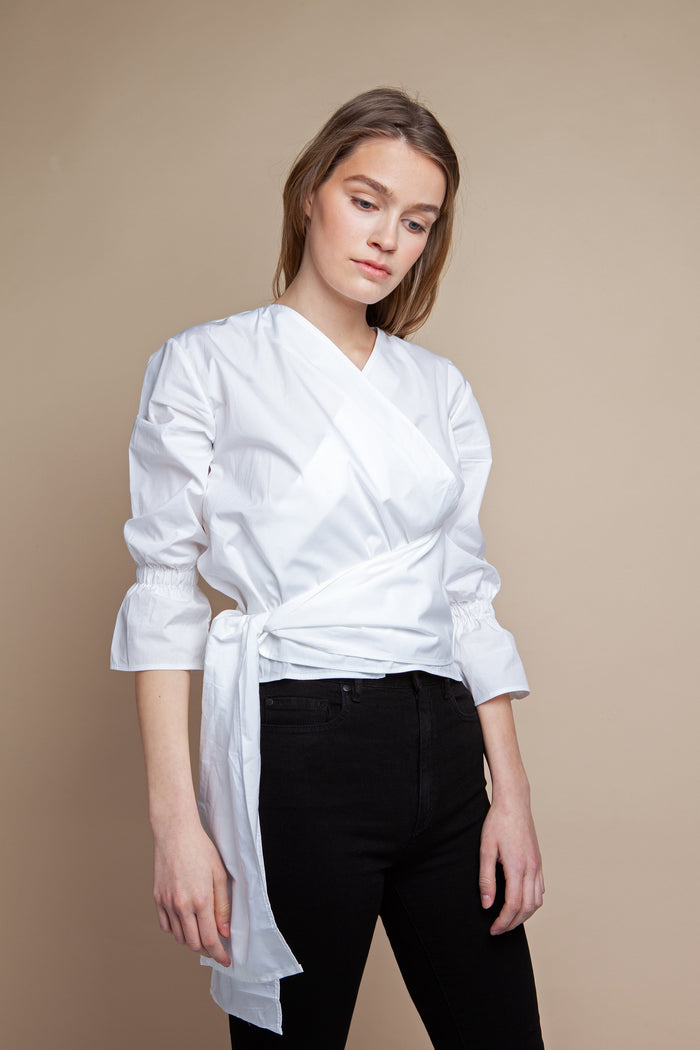 shop esra wrap top white by Signe at thegreenlabels