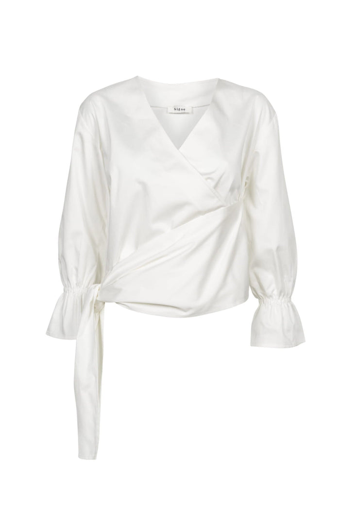 shop esra wrap top white by Signe at thegreenlabels