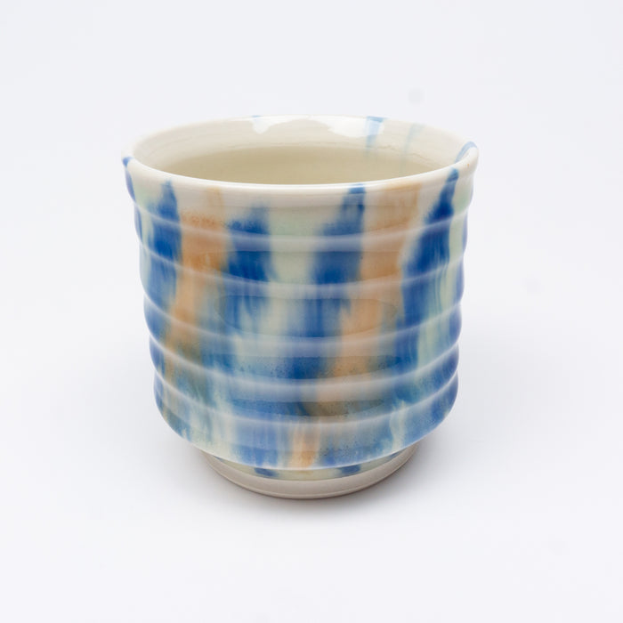 Fluxware Teabowl With Throwing Lines & Fluid, Angled Wash Pattern