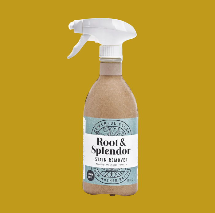 Root & Splendor stain remover spray bottle on a white background