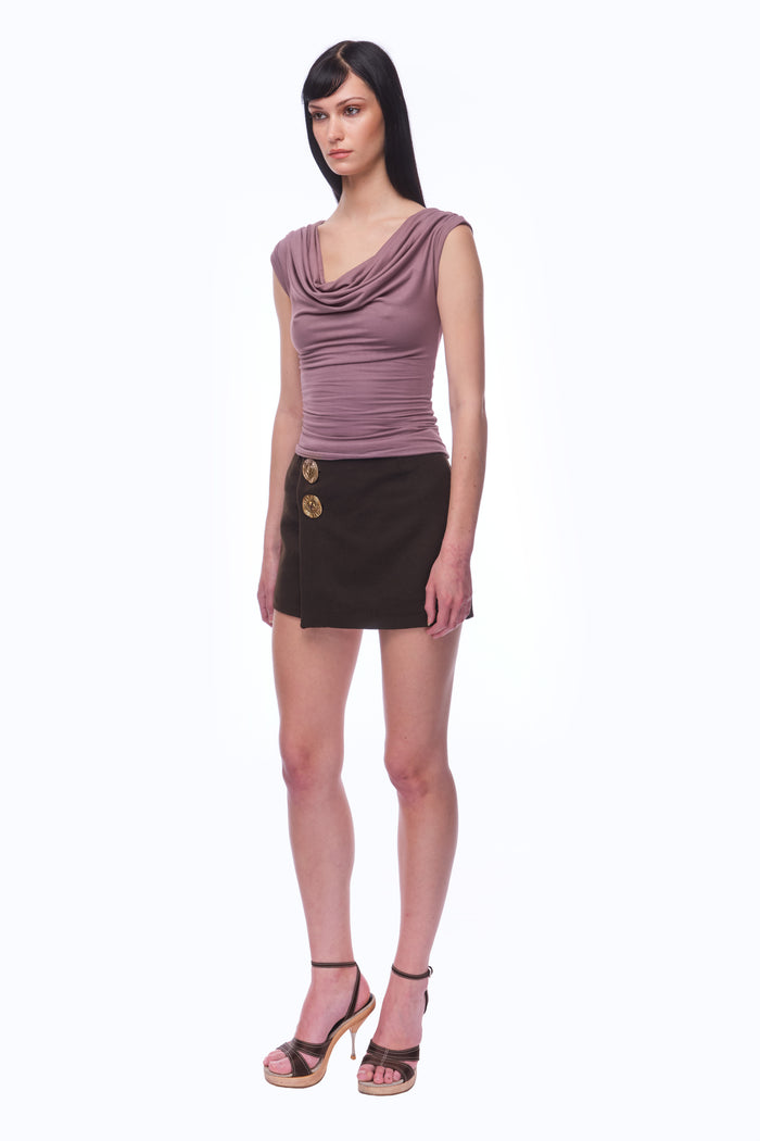Gaia Mini Skirt - ESPRESSO WOOL