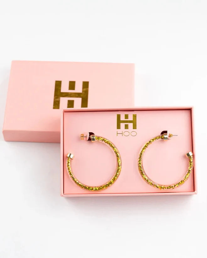 Gold Glitter Hoops