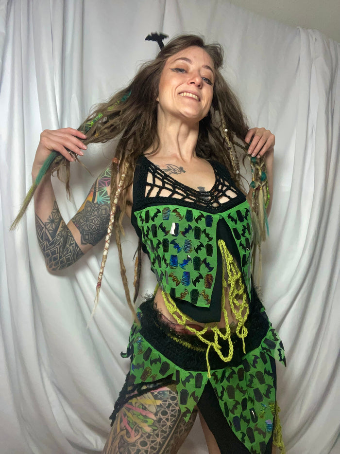 Grunge Fairy Outfit - Organic Crochet Ravewear Alternative Festival Set