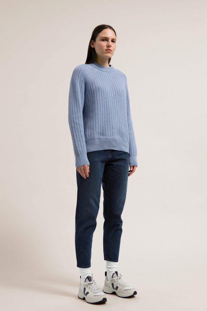 shop hinaa knit arctic blue by armedangels on thegreenlabels