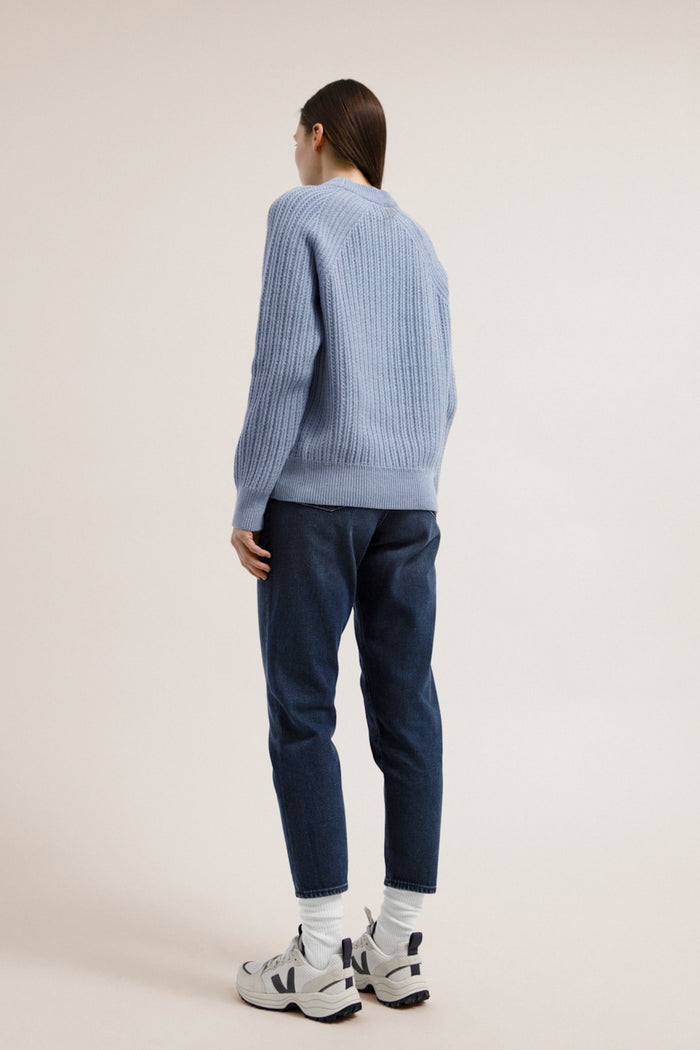 shop hinaa knit arctic blue by armedangels on thegreenlabels