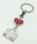 I Love Milano Red Heart Italy Metal Alloy Silver Chrome Keychain
