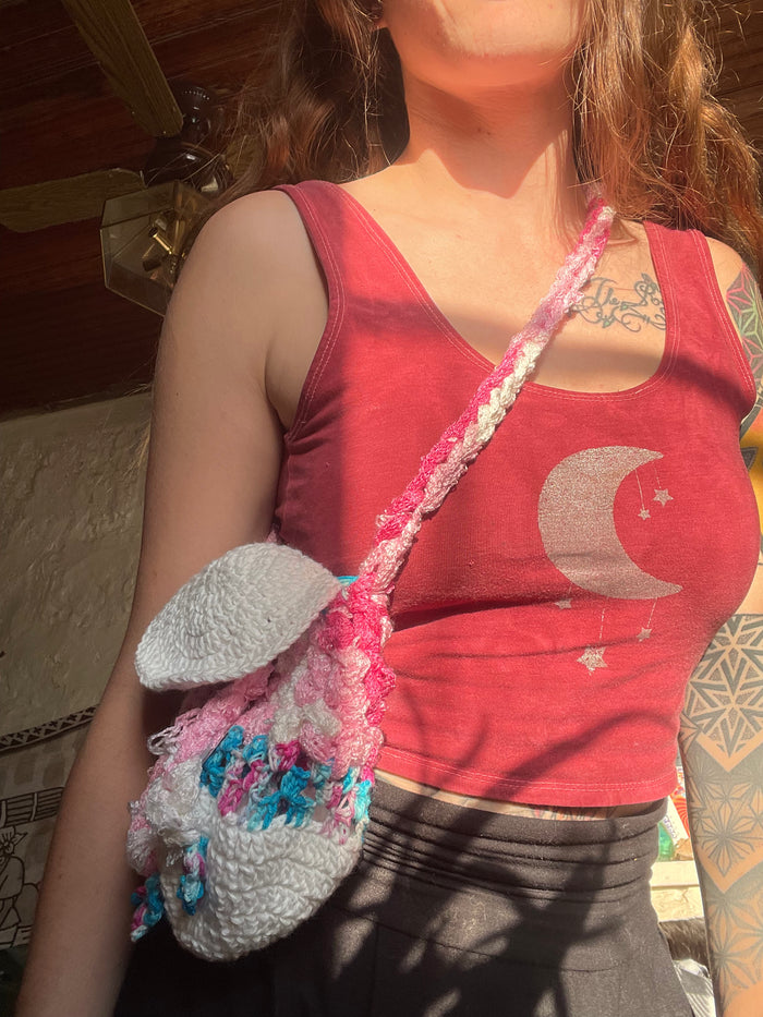 Drawstring over the shoulder festival bag