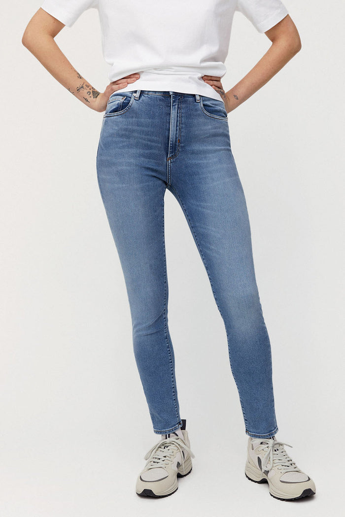 ingaa x stretch high waist skinny jeans sky blue by ARMEDANGELS on Thegreenlabels