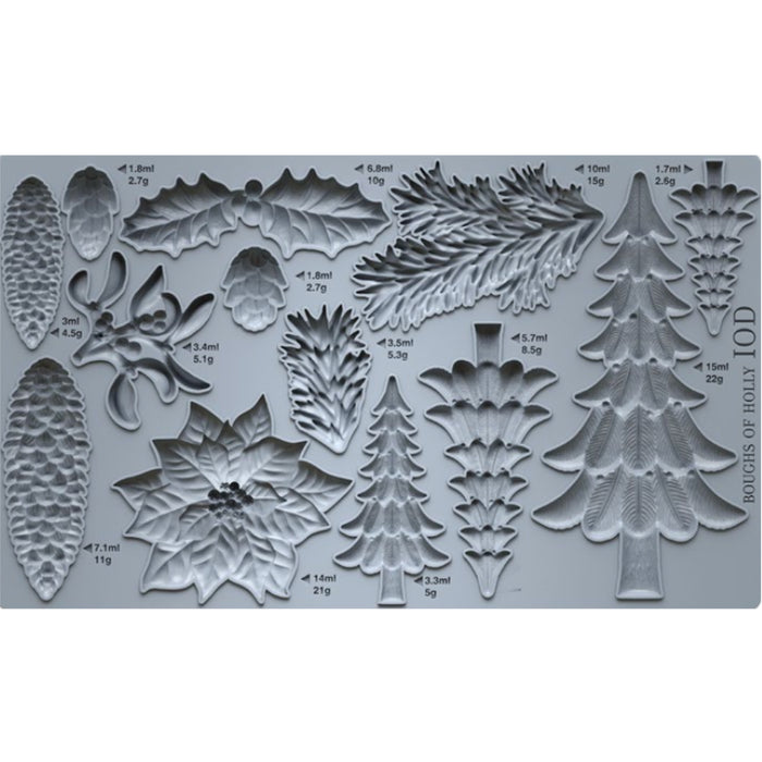 IOD Boughs Of Holly Decor Mould by Iron Orchid Designs - Winter 2026