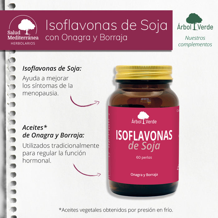 Isoflavonas de Soja con Onagra y Borraja - 60 Perlas. Herbolario S. Mediterránea