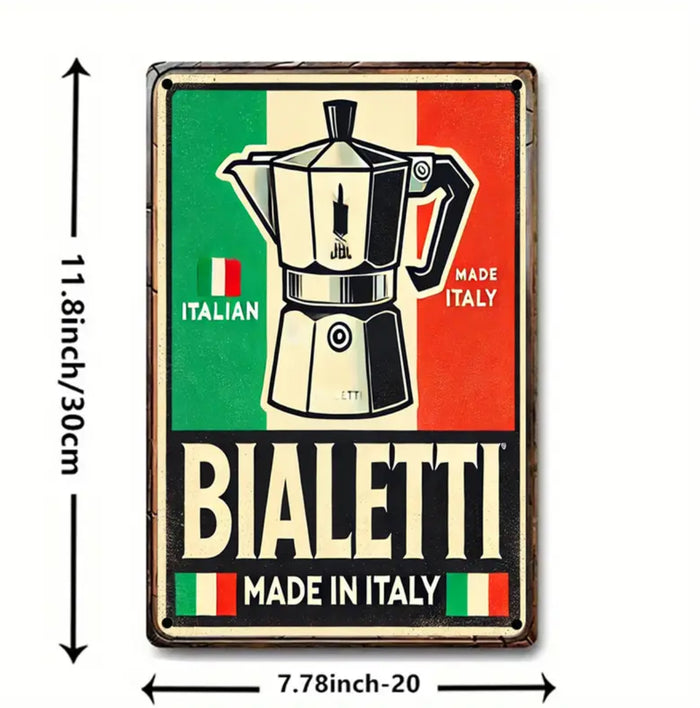 Italian Coffee Vintage Moka Coffee Tin Signs, 12”x8”