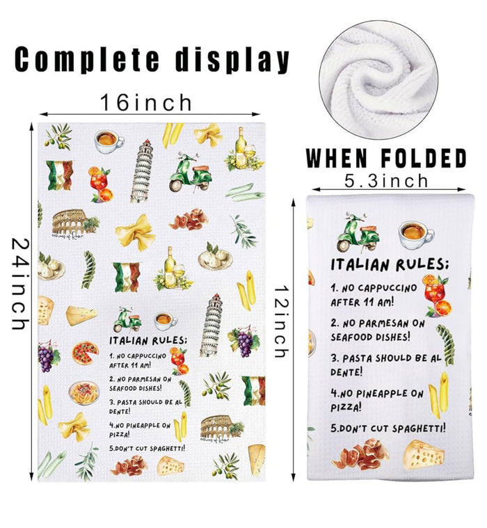 Italian Kitchen Towel and Decor - Hand Towel, Chef Gifts, Rules Dish Towel