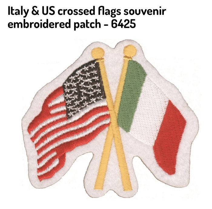Italy & US crossed flags souvenir embroidered patch