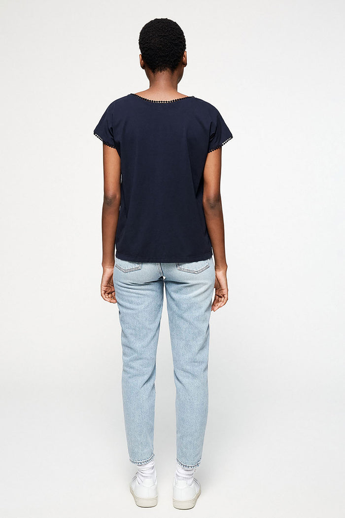 klaraa t-shirt dark navy by Armedangels on thegreenlabels