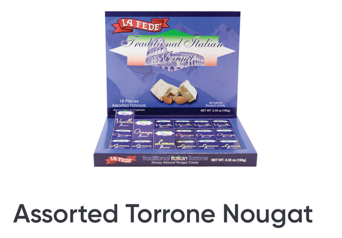 La Fede Soft Assorted Torrone 18 Pieces Per Pack.(12-Pack Special)
