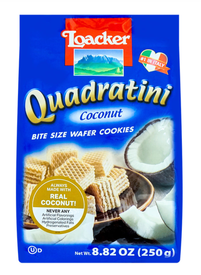 Loacker Quadratini, Coconut, 8.8 oz/ 250g (6-Pack Special)