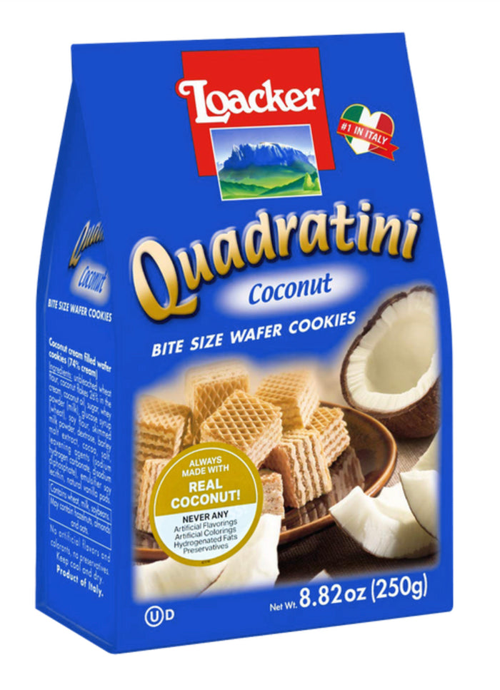 Loacker Quadratini, Coconut, 8.8 oz/ 250g (6-Pack Special)