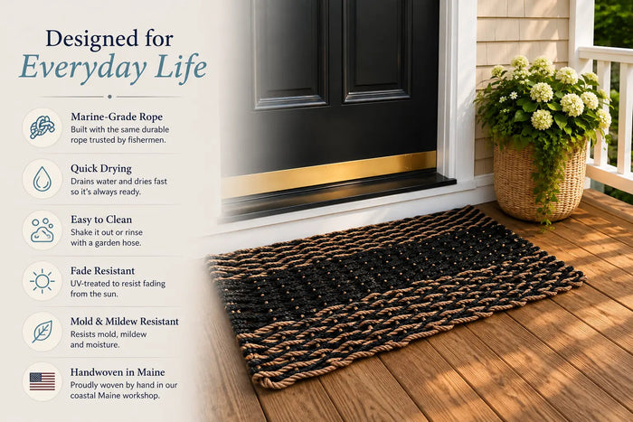 Lobster Rope Mat Navy Blue and Tan
