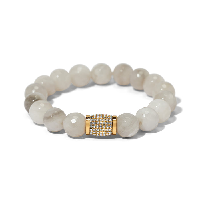 Meridian Solis Bead Stretch Bracelet, Cream